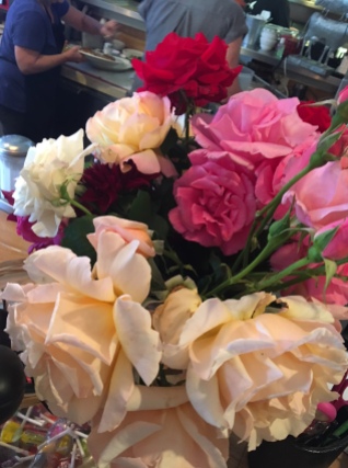 gorgeous roses adorned the counter