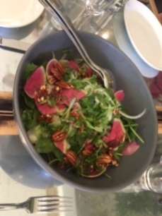 Spinach Salad with honey vinaigrette on Sunday Brunch Menu at Ad Hoc restaurant